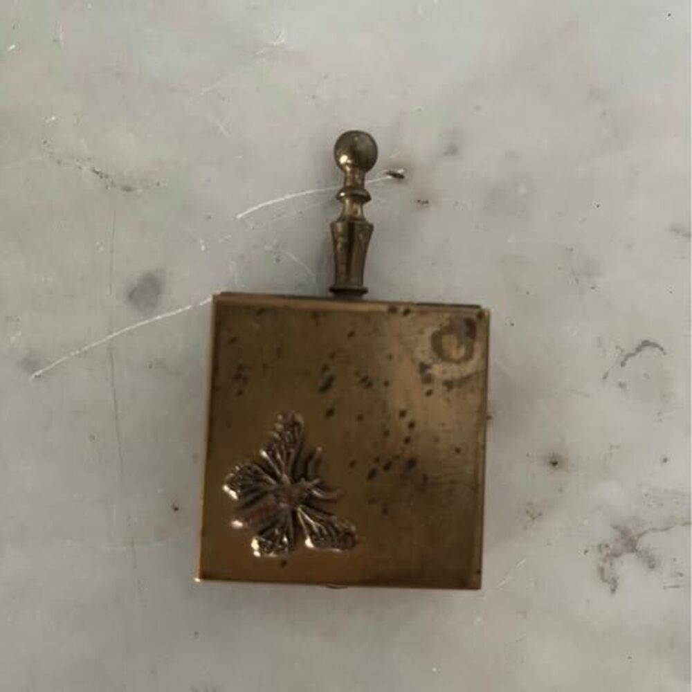 Vintage Brass Pocket Ashtray Silent Butler Travel Ashtray Butterfly Motif